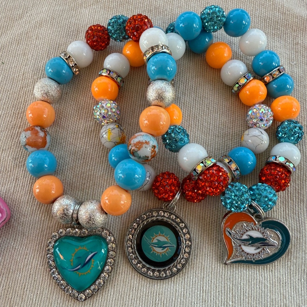 NFL Miami Dolphins Beaded Bracelet Trio